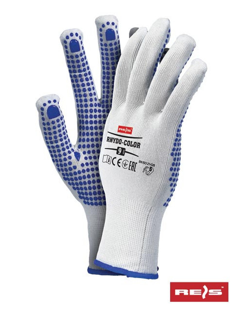 Protective gloves rnydo wn white-blue Reis