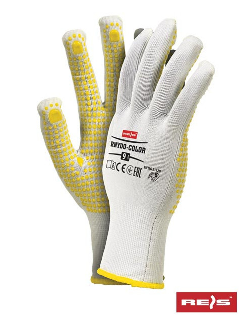 Protective gloves rnydo white-yellow Reis