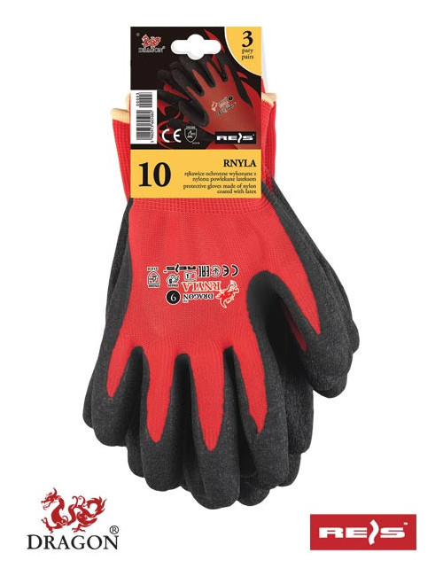 Rnyla-s cb Schutzhandschuhe rot und schwarz Reis