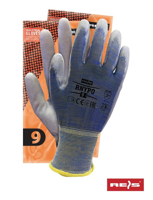 Rnypo Melnsw Schutzhandschuhe melange blau-grau-weiß Reis