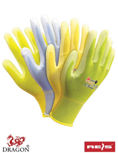 Schutzhandschuhe rpolicolor mix-ypzjn gelb-orange-grün-hellblau Reis