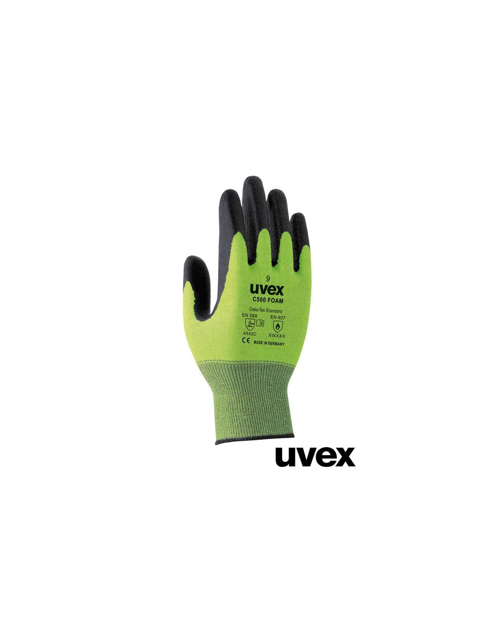 Schutzhandschuhe zb grün und schwarz Uvex Ruvex-c500foam