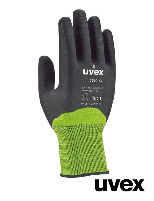 Schutzhandschuhe zb grün und schwarz Uvex Ruvex-c500xg