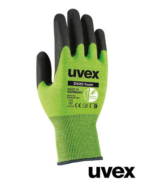 Schutzhandschuhe zb grün und schwarz Uvex Ruvex-d500foam