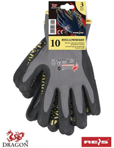 Protective gloves ryellowberry-s sby steel-black-yellow Reis