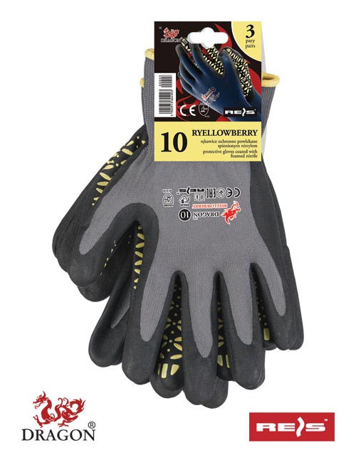 Protective gloves ryellowberry-s sby steel-black-yellow Reis