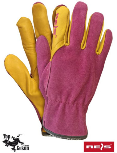 Protective gloves leopard ry pink-yellow Reis