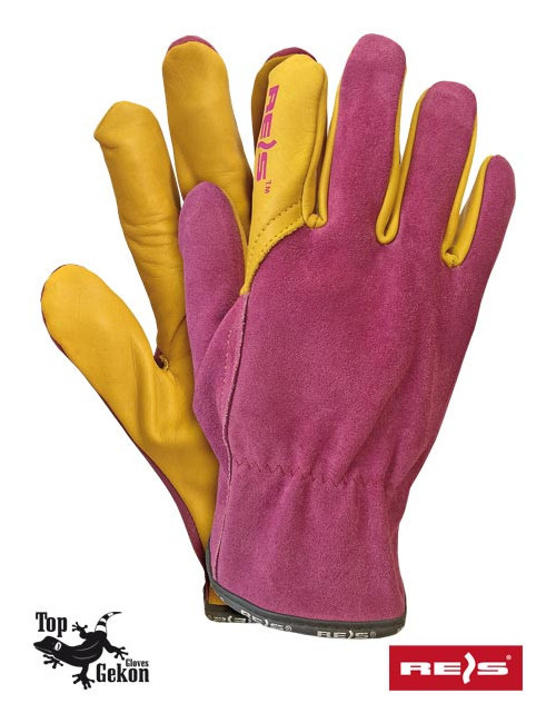 Leopardenschutzhandschuhe rosa und gelb Reis