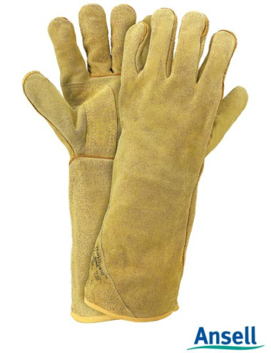 Protective gloves made of cowhide, reinforced seams, meets EN standards
