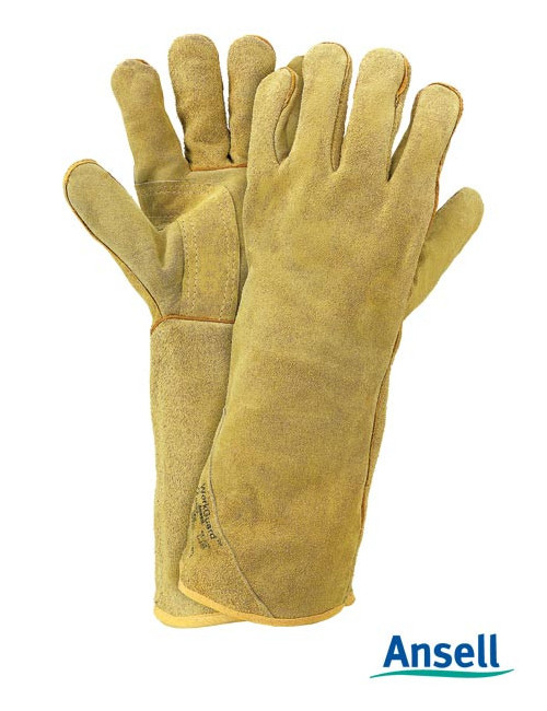 Protective gloves made of cowhide, reinforced seams, meets EN standards