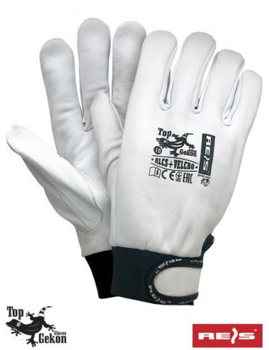 Rękawice ochronne rlcs+velcro wb biało-czarny Reis