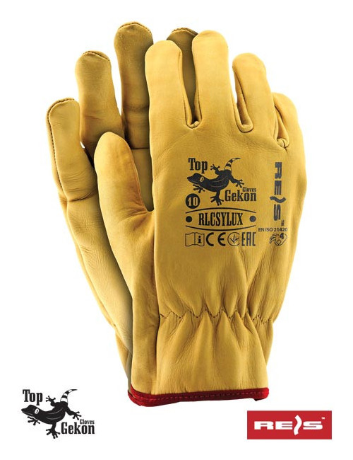 Protective gloves made of high-quality cowhide, yellow