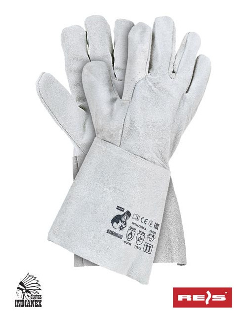 Leather welding gloves, length 35 cm, for mechanical work