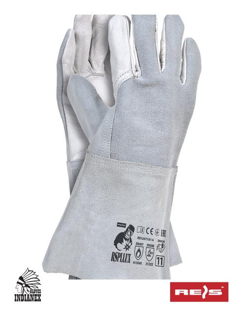 Leather welding gloves, protective, meets safety standards