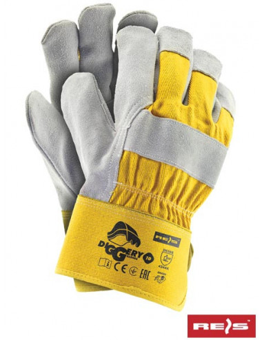 Protective gloves diggers yjs yellow-light gray Reis