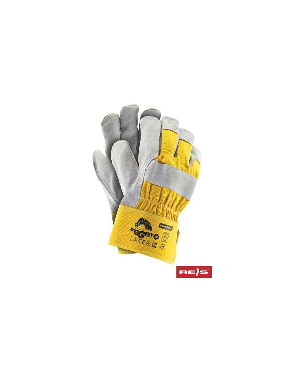 Protective gloves diggers yjs yellow-light gray Reis
