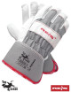 Goat leather protective glove, denim and padded cuff, grey