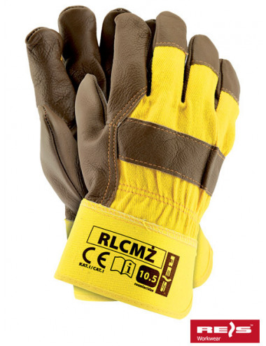 Protective gloves rlcmż yck yellow-dark color Reis