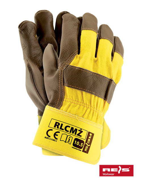 Protective gloves rlcmż yck yellow-dark color Reis