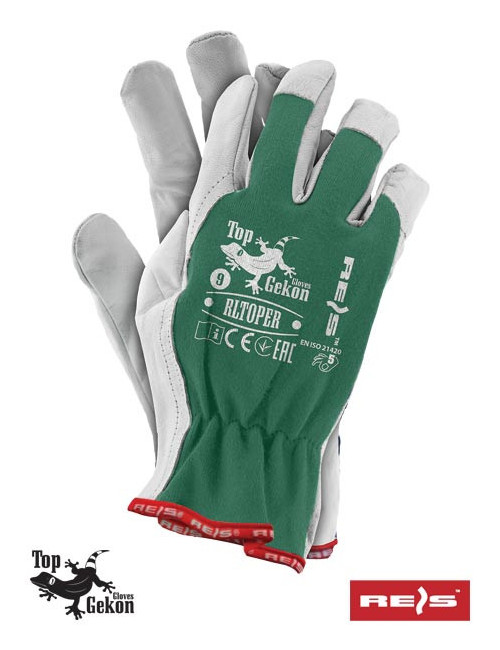 Protective gloves rltoper zw green-white Reis