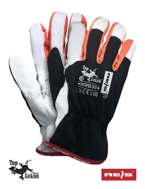 Protective gloves rltoper-duo bpw black-orange-white Reis
