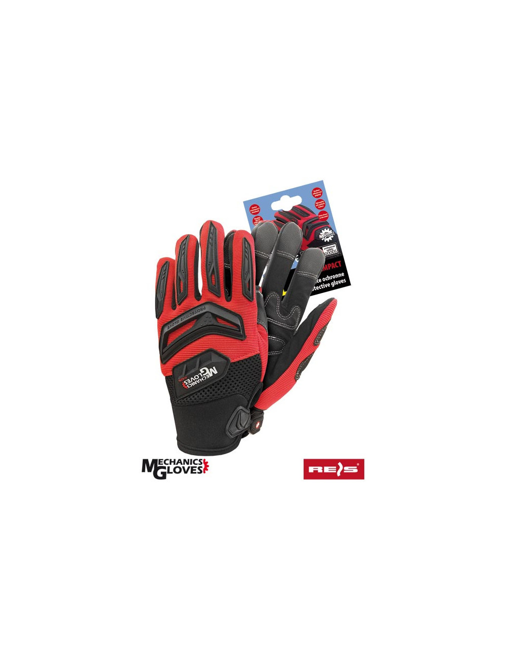 Protective gloves rmc-impact cb red-black Reis
