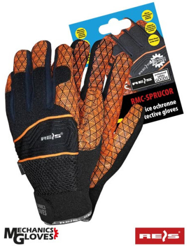 Protective gloves made of amara combined with fabric, Velcro adjustment,