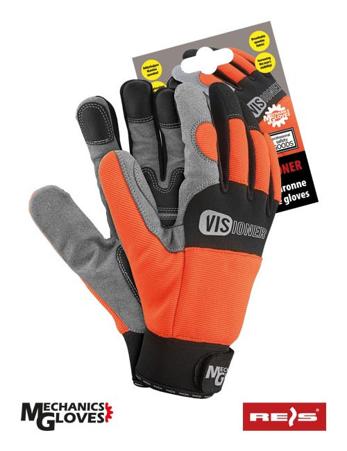 Protective gloves rmc-visioner pbs orange-black-gray Reis
