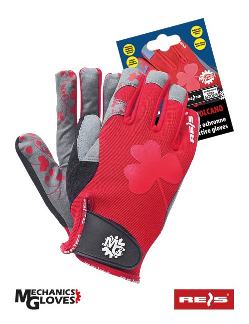 Protective gloves made of synthetic leather, breathable material, pink