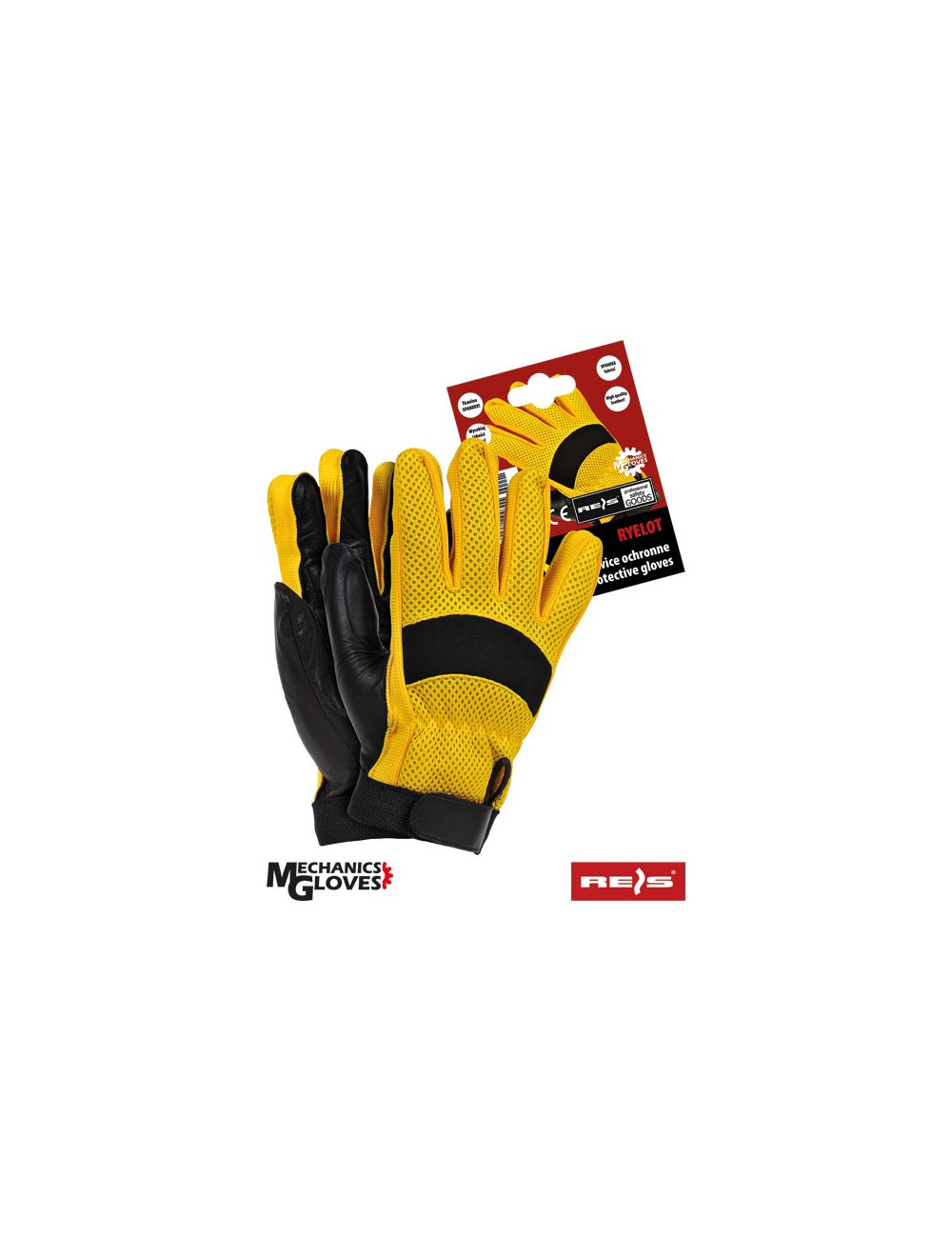 Protective gloves ryelot yb yellow-black Reis