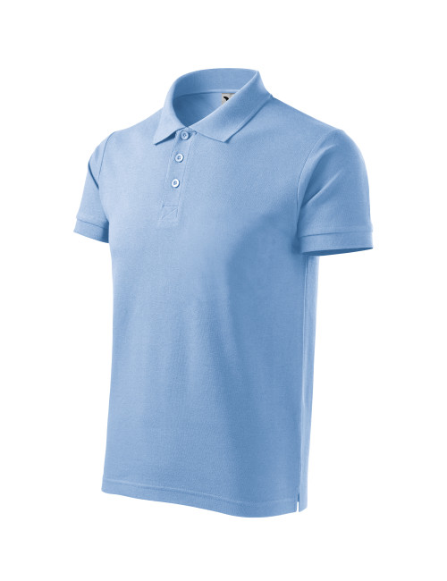 Adler MALFINI Herren Poloshirt Cotton Heavy 215, blaue Logo-Stickerei
