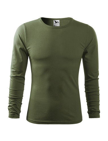 Adler MALFINI Men`s Fit-T Long Sleeve 119 khaki logo embroidery