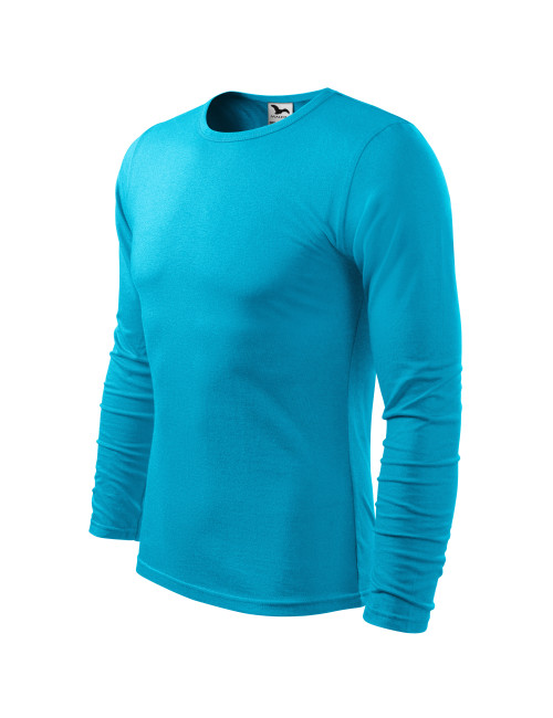 Adler MALFINI Men`s Fit-T Long Sleeve 119 turquoise logo embroidery