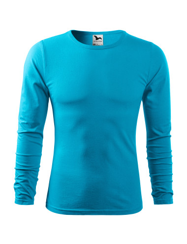 Adler MALFINI Men`s Fit-T Long Sleeve 119 turquoise logo embroidery