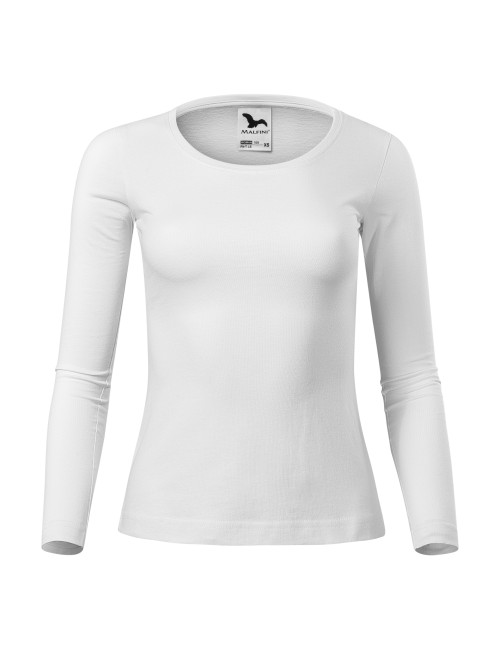 Adler MALFINI Damen T-Shirt Fit-T LS 169, weiße Stickerei, Firmenlogo-Aufdruck