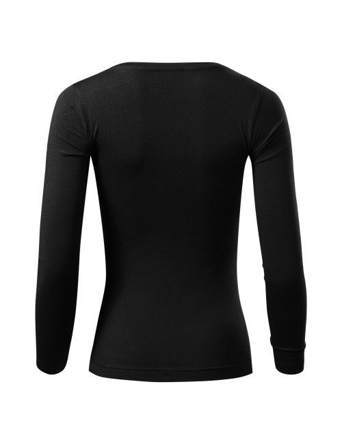 Adler MALFINI Damen T-Shirt Fit-T LS 169, schwarze Stickerei, Logodruck