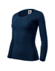 Adler MALFINI Damen T-Shirt Fit-T LS 169, marineblaue Stickerei, Logodruck
