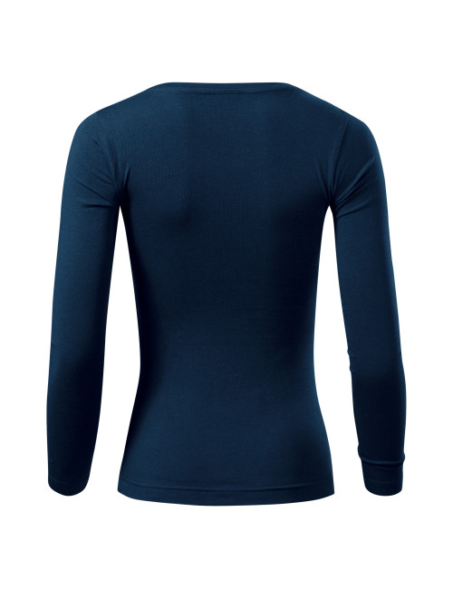 Adler MALFINI Damen T-Shirt Fit-T LS 169, marineblaue Stickerei, Logodruck