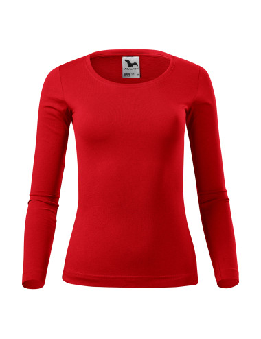 Adler MALFINI Damen T-Shirt Fit-T LS 169, rote Stickerei, Logodruck