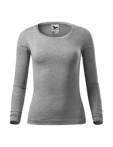 Adler MALFINI Women`s T-shirt Fit-T LS 169 dark gray melange embroidery