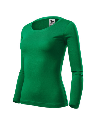 Adler MALFINI Damen T-Shirt Fit-T LS 169 grasgrüner Stickdruck