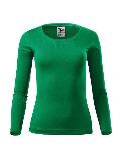 Adler MALFINI Damen T-Shirt Fit-T LS 169 grasgrüner Stickdruck