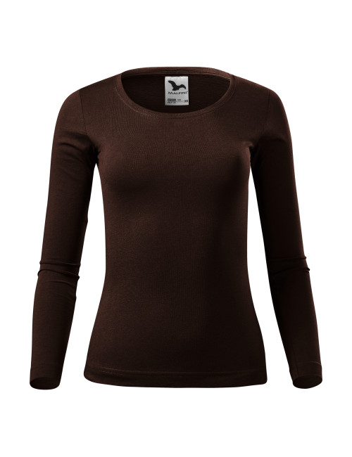 Adler MALFINI Women`s T-shirt Fit-T LS 169 coffee print logo embroidery