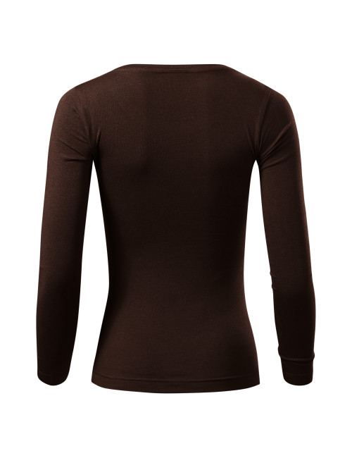 Adler MALFINI Damen T-Shirt Fit-T LS 169, Kaffee, Logodruck, Stickerei