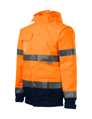 "High Visibility 4-in-1 Unisex Jacket, Fluorescent Orange, Malfini Ri