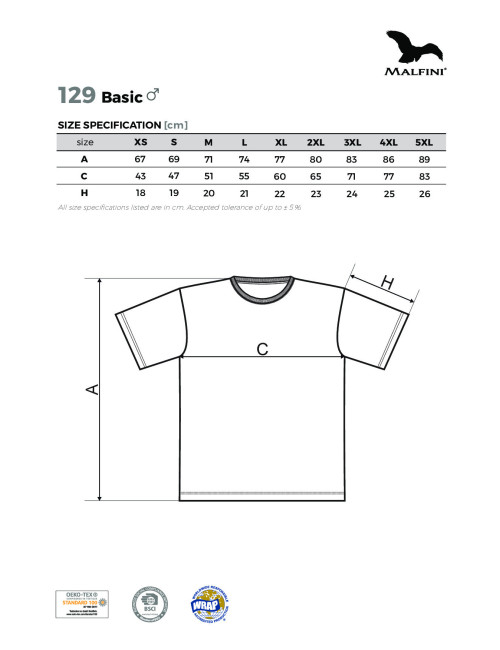 Adler MALFINI Herren T-Shirt Basic 129 dunkelkhaki Computerstickerei