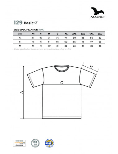 Basic Herren T-Shirt 129 azurblau Adler Malfini
