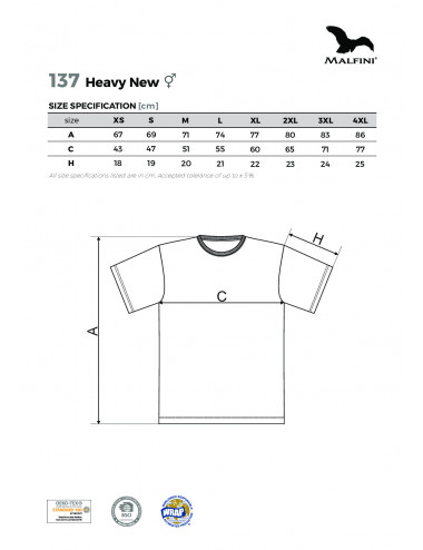 Unisex T-Shirt Heavy New 137 Hellgrau Melange Adler Malfini