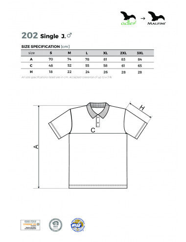 Men`s single j polo shirt. 202 black Adler Malfini