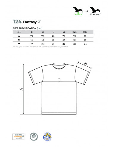 Herren Fantasy T-Shirt 124 weiß Adler Malfini